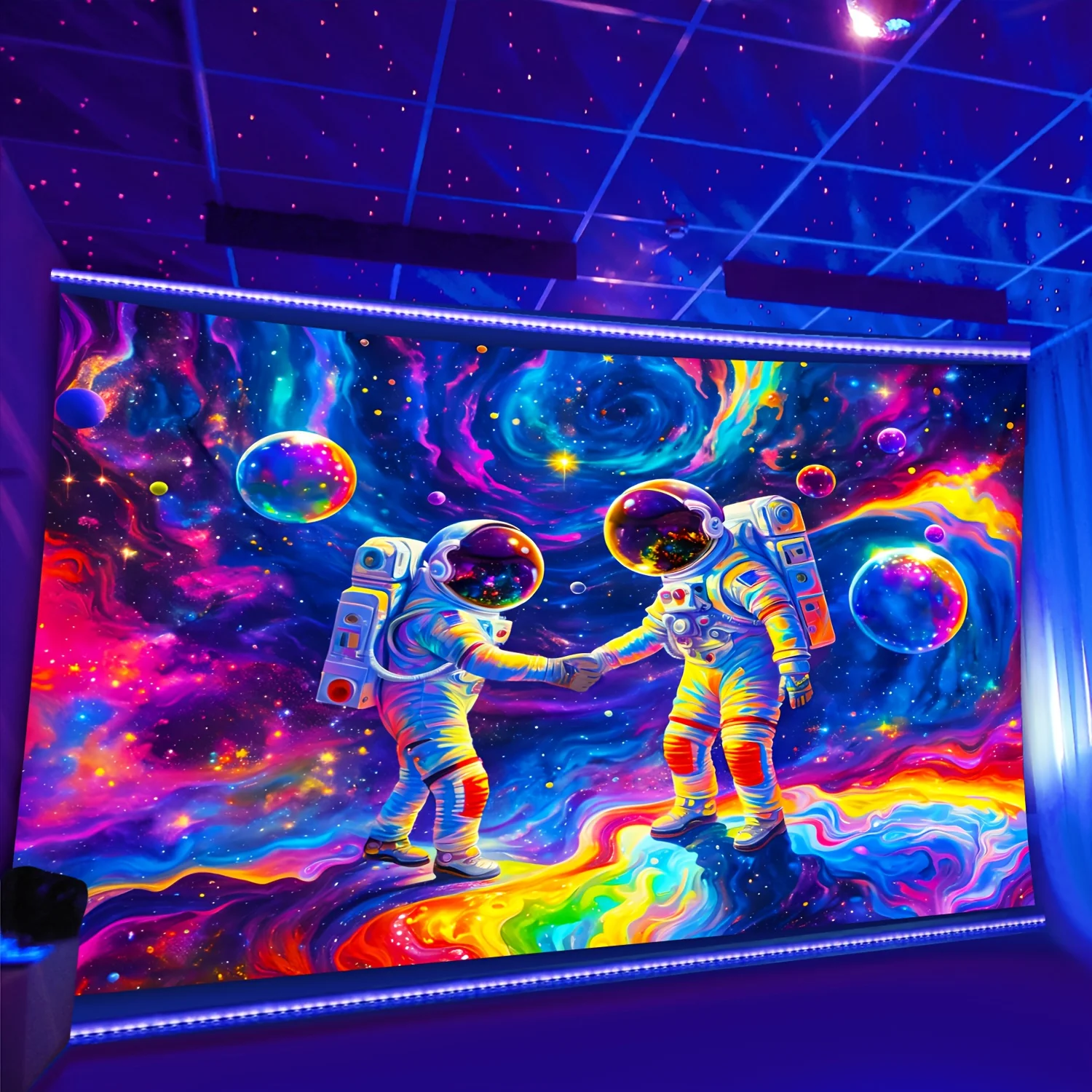 Vibrant Space Galaxy Tapestry Astronaut Wall Hanging Nebula Decor Sci Fi Cosmic Art Print for Bedroom Home Decoration Poster