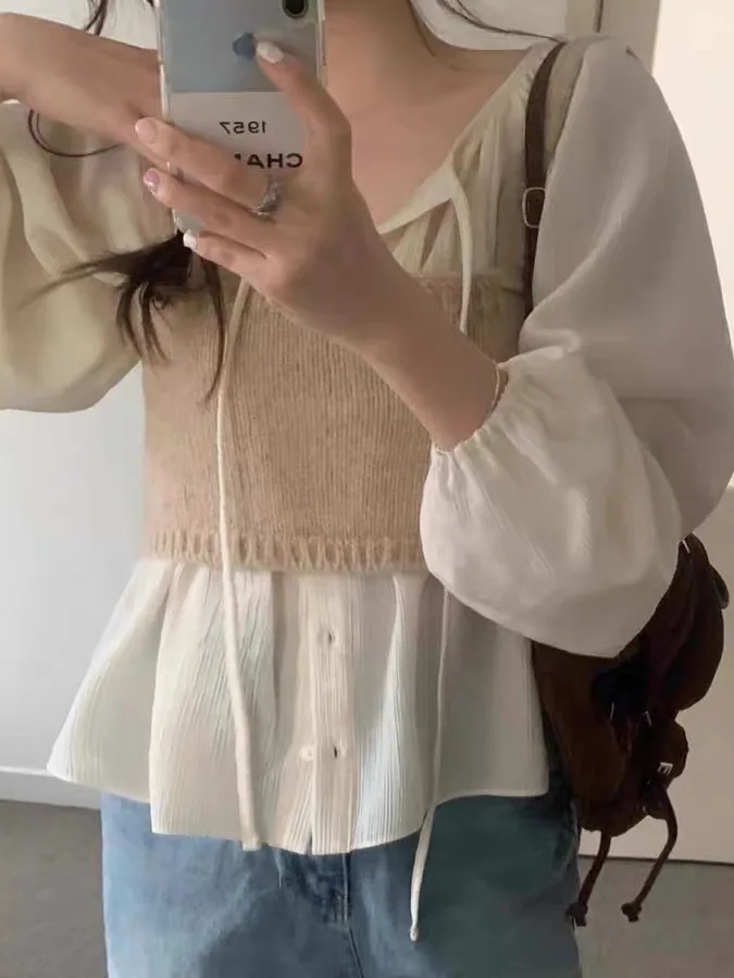 2025 New Fair Damen irt Schönes Taillen-Cinching-Design ort Sle Frühherbst Trendy Top Layered Kleidung