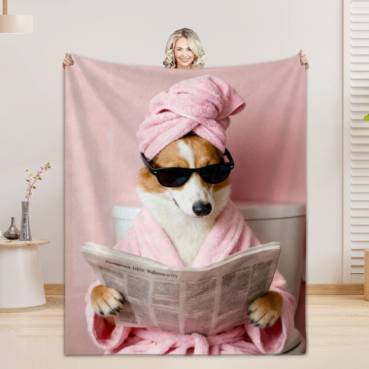 AI Custom Pet Costume Blanket Funny Personalize to Throw  soft Flannel Couch Blanket Gift for Pet Lovers Birthday Dog Or Cat