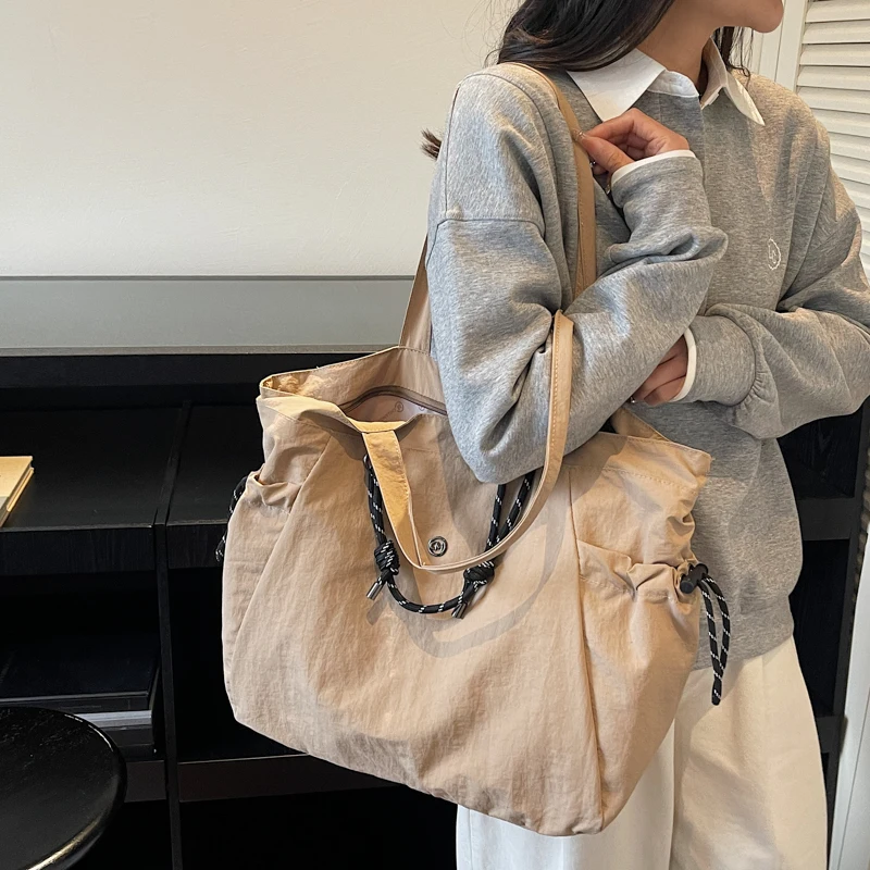 

New Women's Tote Bag Lightweight Large Canvas Shoulder Bag Pure Color Soft Fashion Casual Commute Shopping Handbags for Ladies