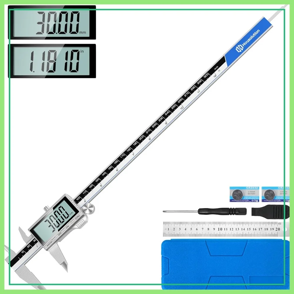 

12Inch Digital Caliper, Large LCD Screen, Inch/MM Switch, 4 Measuring Ways, Stainless Steel, Splashproof for Woodworkers