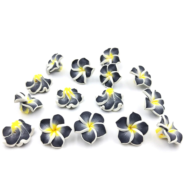 10PCS 15MM Plumeria Polymer Clay Flower Beads DIY Hawaiian Jewelry Craft Making Earrings Hairpin Accessories Material