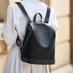 ZOOLER Original Genuine leather Backpack Women Real Leather Bags Stylish Backpack Soft Skin Rivet Designed School Girl Bag TN203