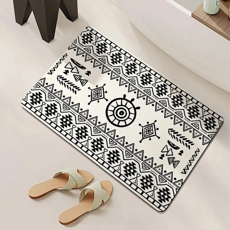 Black and White Simple Pattern Door Front Mat Decoration Home Bathroom Mat