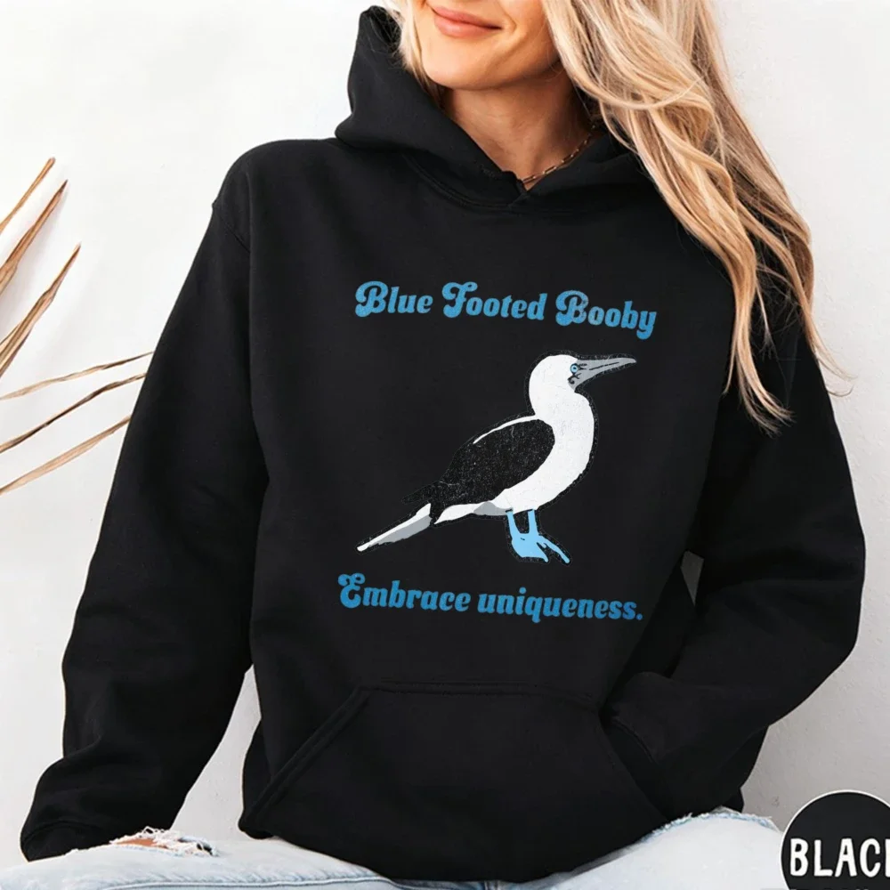 Sweat-shirt unisexe à manches longues pour les amoureux des oiseaux, motif Blue Footed Booby, style vintage, sweat-shirt décontracté à capuche sur le thème de la faune.