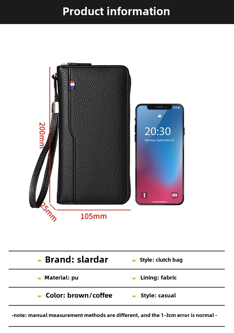 Mode männer Brieftasche Lange Zip Karte Halter Business Casual Geldbörse Für Jugend Koreanischen Stil Multi-Tasche Schlanke Handtasche – Detail 10