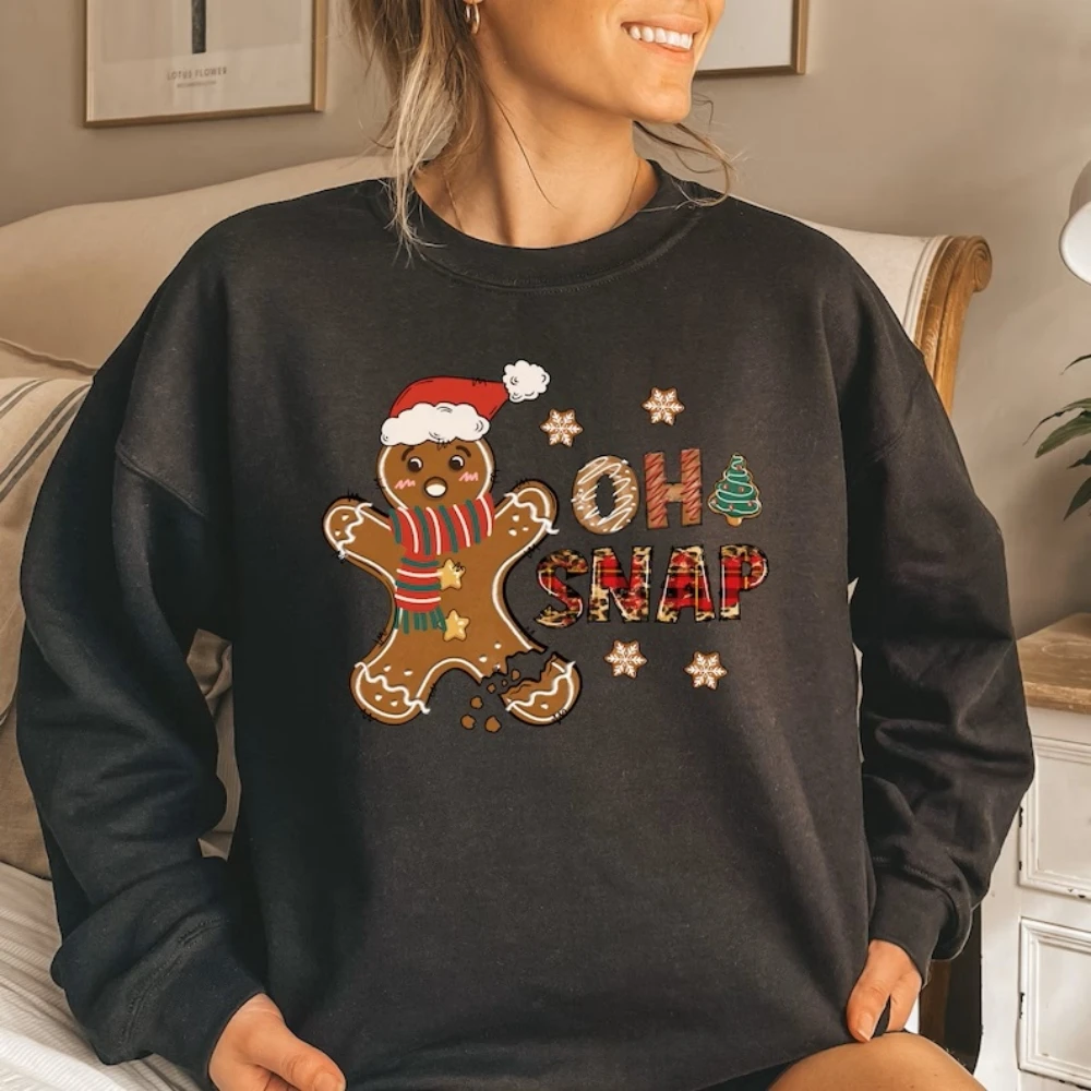 Oh Snap Gingerbread Sweatshirt Christmas Cookie Sweater Xmas Cute Funny Shirt Kawaii Holiday Season Gift