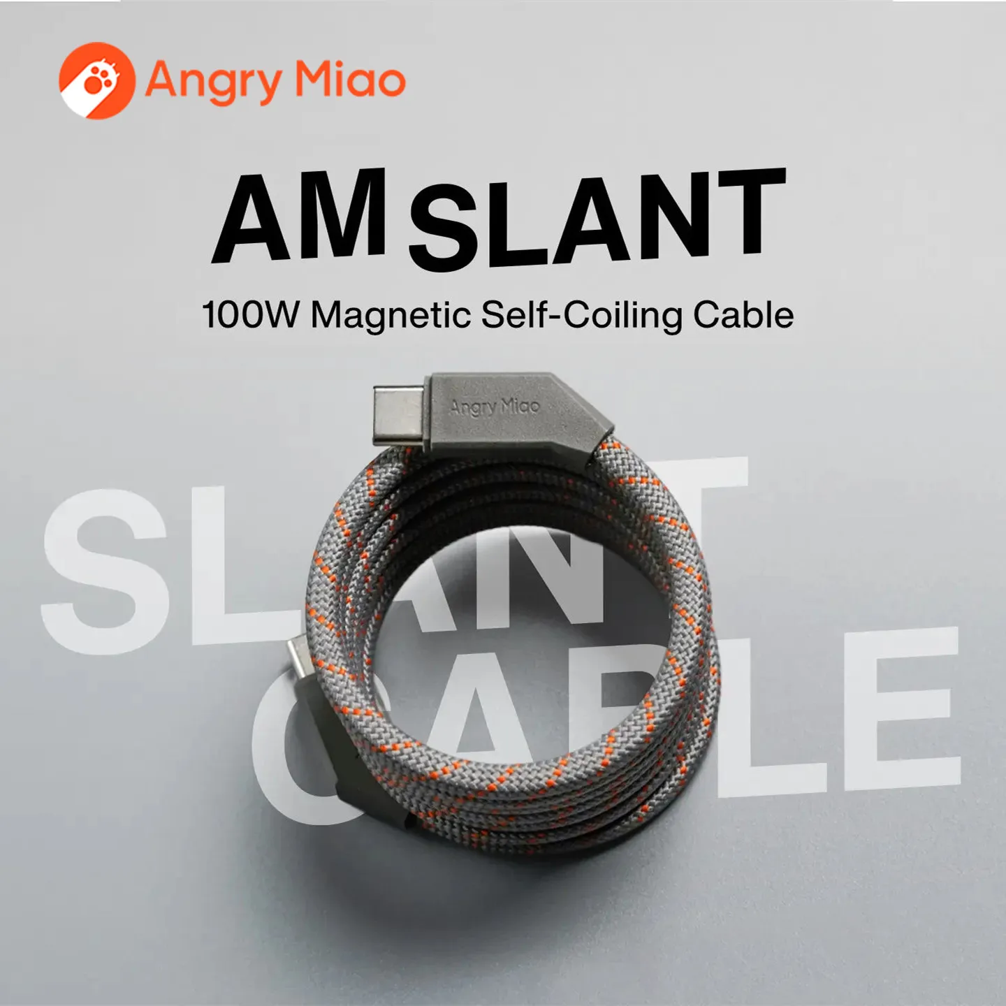 

Angry Miao SLANTCABLE™ : Magnetic Self-Coiling Cable 100W Ultra-Fast Charging Slanted Connector