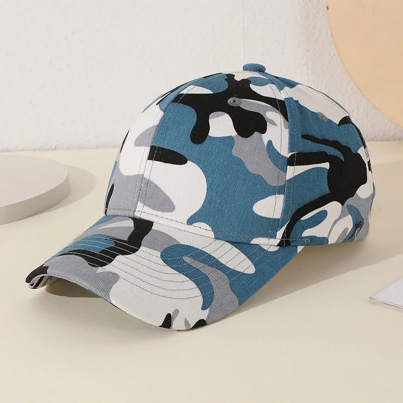 Korean version of the trend of color camouflage hard top baseball cap for men and women general recreational sports training vis