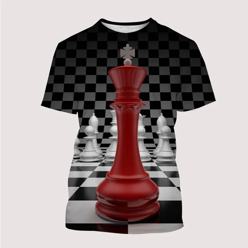 T-Shirt Chess 3D Printed Men And Women Casual Breathable Quick Dry Streetwear Oversized O Collar Short Sleeve Fashion Clothing