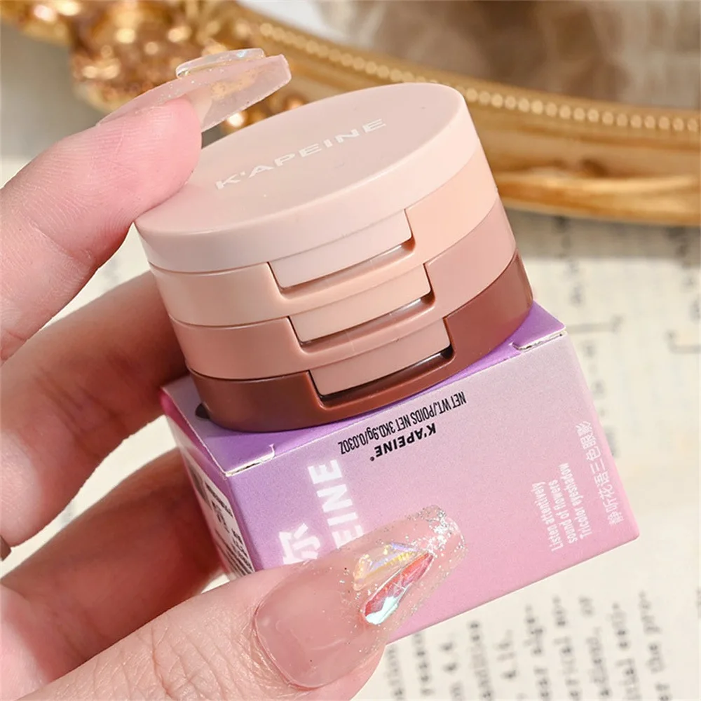 3 In 1 Highlighter Powder Palette Contour Bronzer Glitter Blush Eyeshadow Makeup Pearl Cosmetic Face Korean Long Lasting