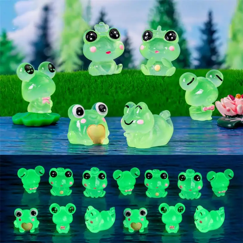 1pcs Cute Resin Luminous Green Frog Charms Decoration Animals Pendant Flatback for Keychain DIY Jewelry Making Findings C1468