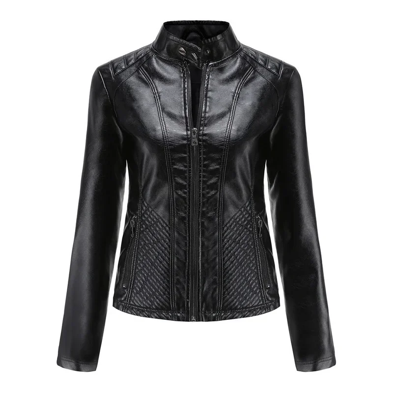 BTQWFD cappotti invernali da donna giacche moda abbigliamento femminile manica lunga autunno colletto alla coreana Lady PU Leather Motor Biker Outwear