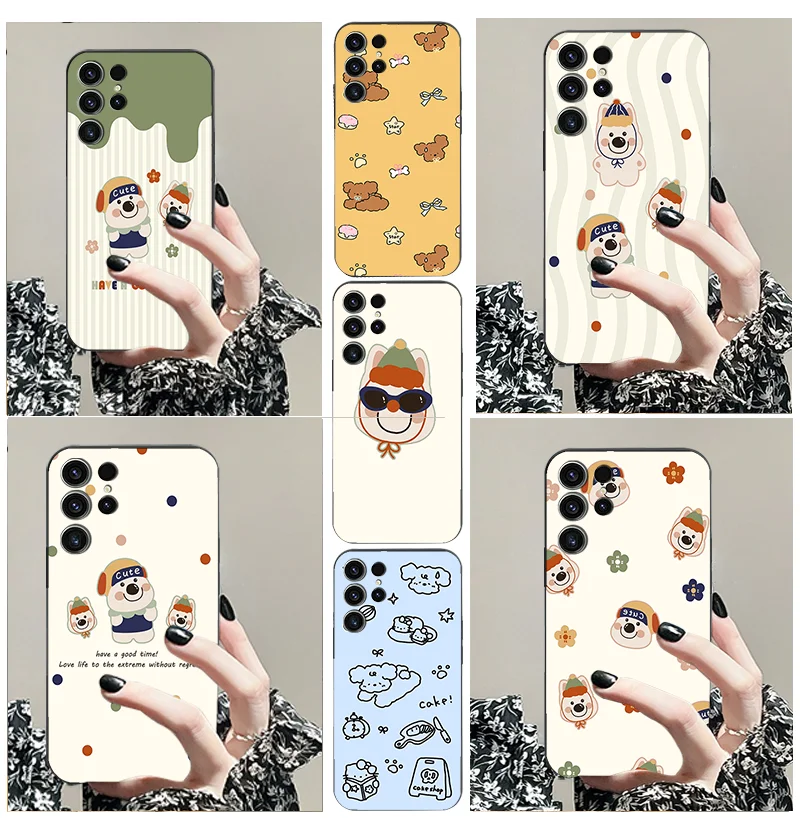 for Samsung S 23 11 Ultra PRO 4 G 5 TPU 10 22 21 20 24 lite fe plus Cute Style Series Protective Case Black Soft Phone Case Girl