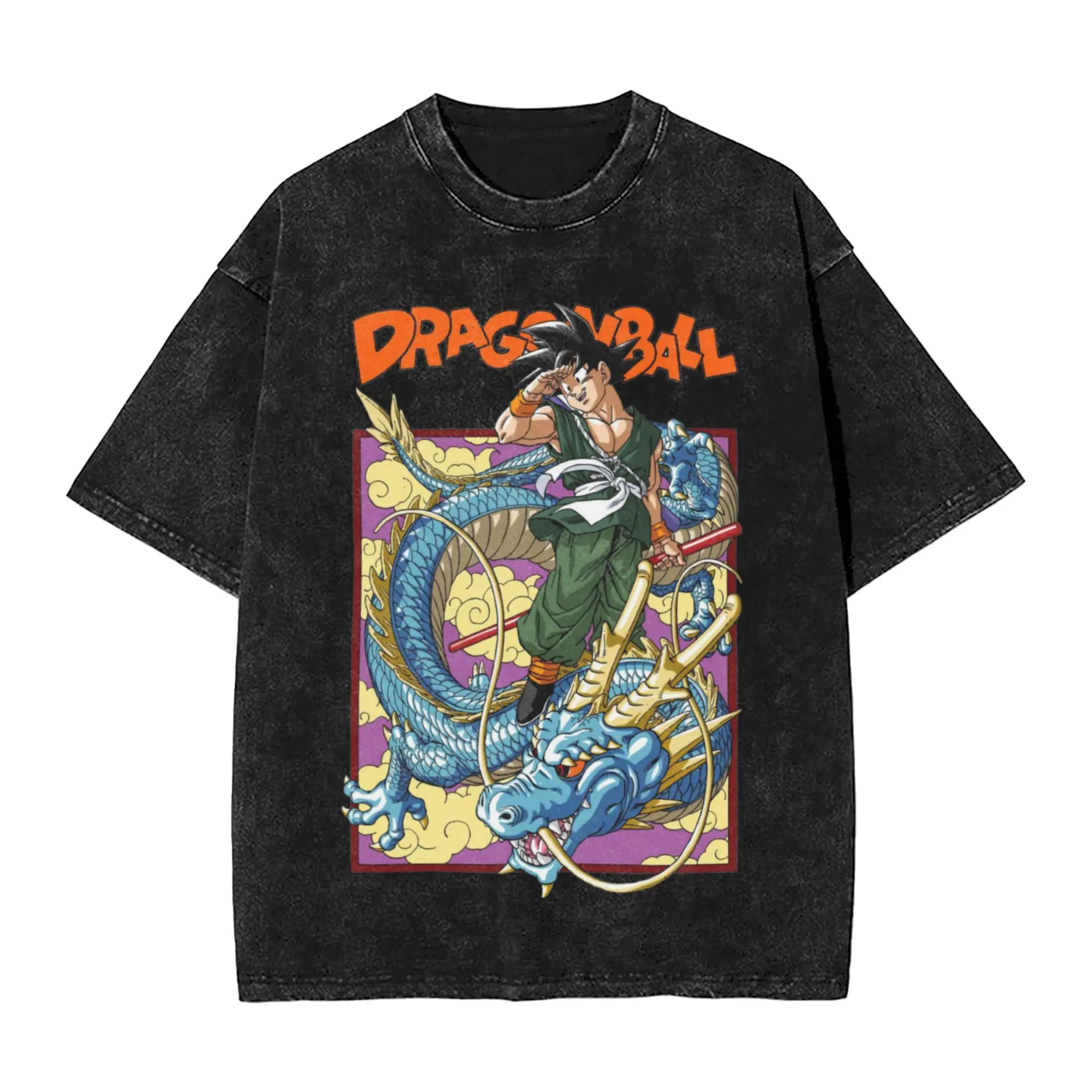 Dragon Ball Z Goku Washed T Shirt Streetwear Hip Hop Cool T-Shirt Anime Tees for Men Women Short Sleeve Harajuku Summer