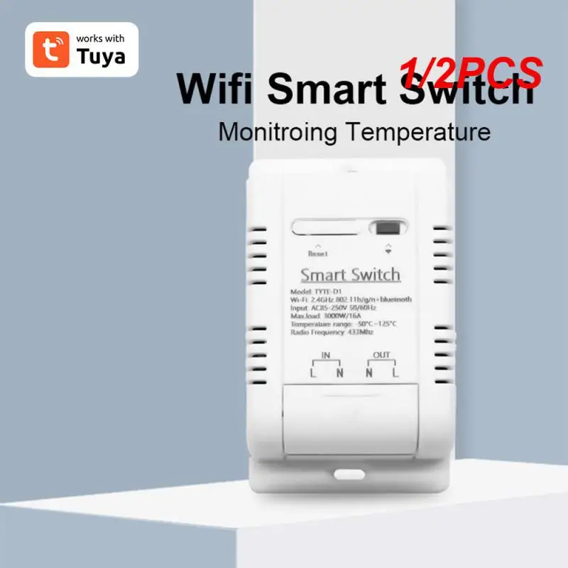 

1/2PCS Tuya Smart Home WiFi/RF Switch With Temperature Sensor Smart Thermostat Built-in Power Monitor For Alexa Assistant