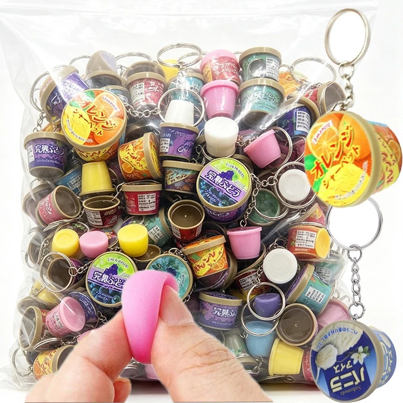 1/5PCS Japanese Miniature Ice Cream Key Chain Cone Slowly Rebound Knead Creative Food Play A Variety of Flavors Pudding Key Ring