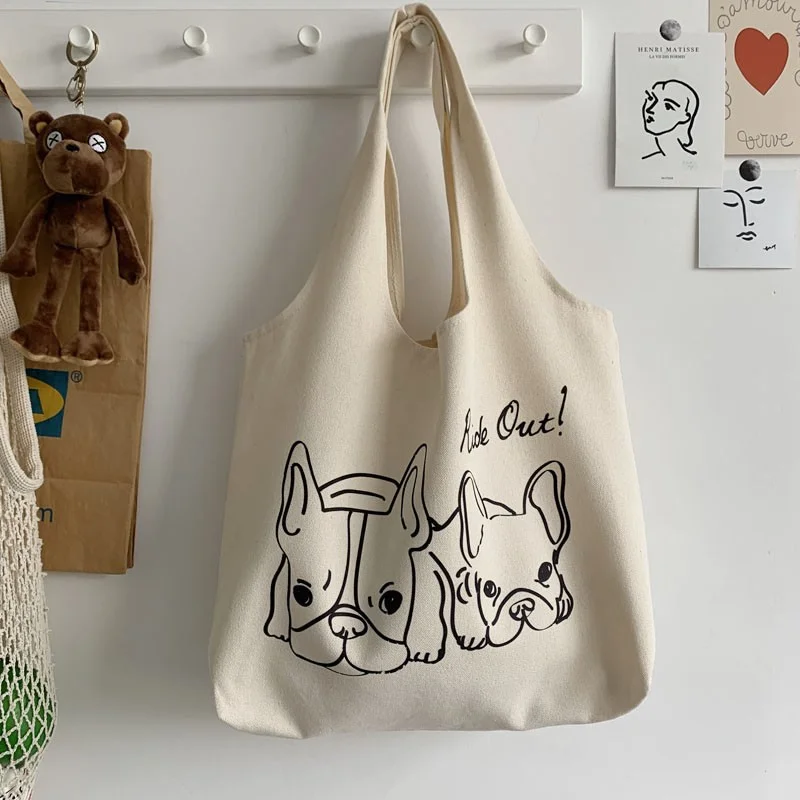 Tote Bags voor dames Canvas tas Illustratie Rugzak Artistiek Retro Grote capaciteit Casual schoudertas Moeder Kid Tassen voor meisjes