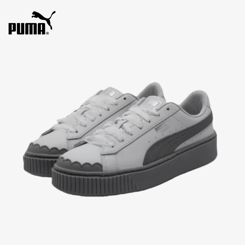 Puma genuine Platform trendy high rise women's gray low cut street board shoes 404157-01