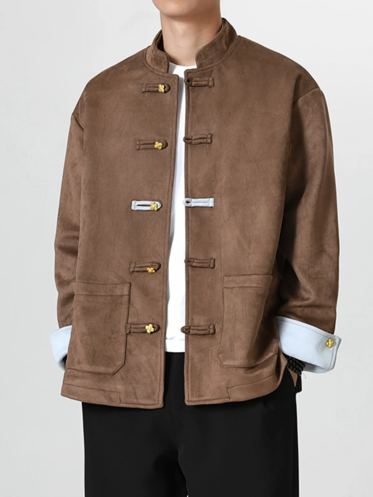 

Новинка 2024, мужская повседневная свободная куртка с воротником-стойкой, традиционная китайская верхняя одежда, модное осенне-зимнее пальто