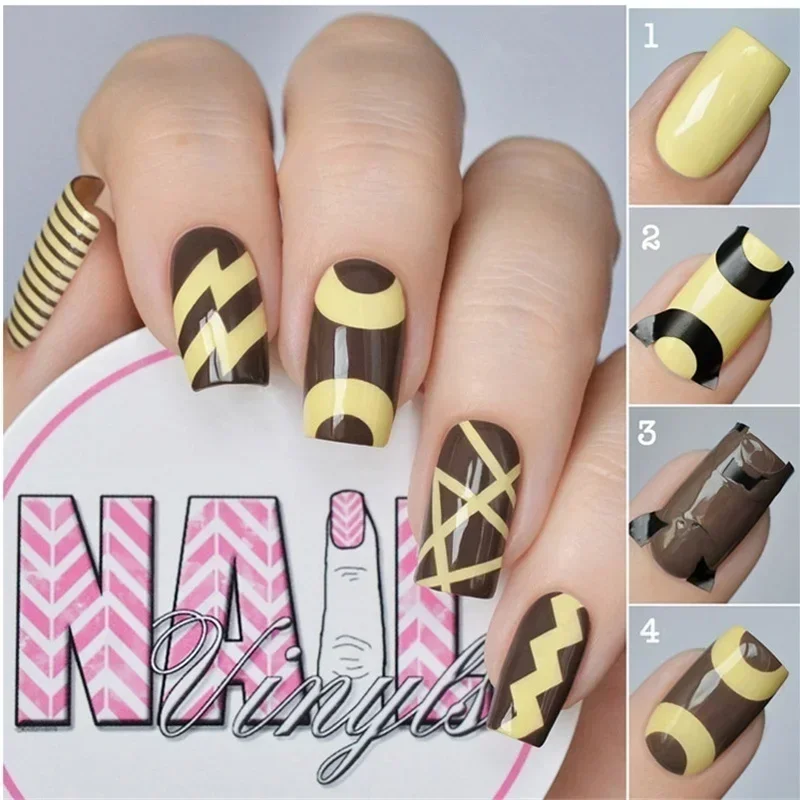 1 Set 24 Stile Französische Maniküre Nagelspitzen Klebeband Aufkleber Anleitung DIY Schablone Dekoration