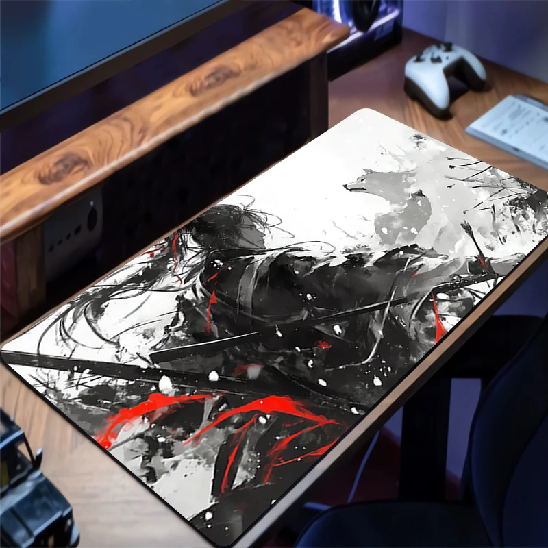 

Gaming Mouse Pad Design Non-slip Rubber Sewn Edge Desk Mat High-Quality Keyboard Pad Moon Samurai Gamer And Office Work Mousepad