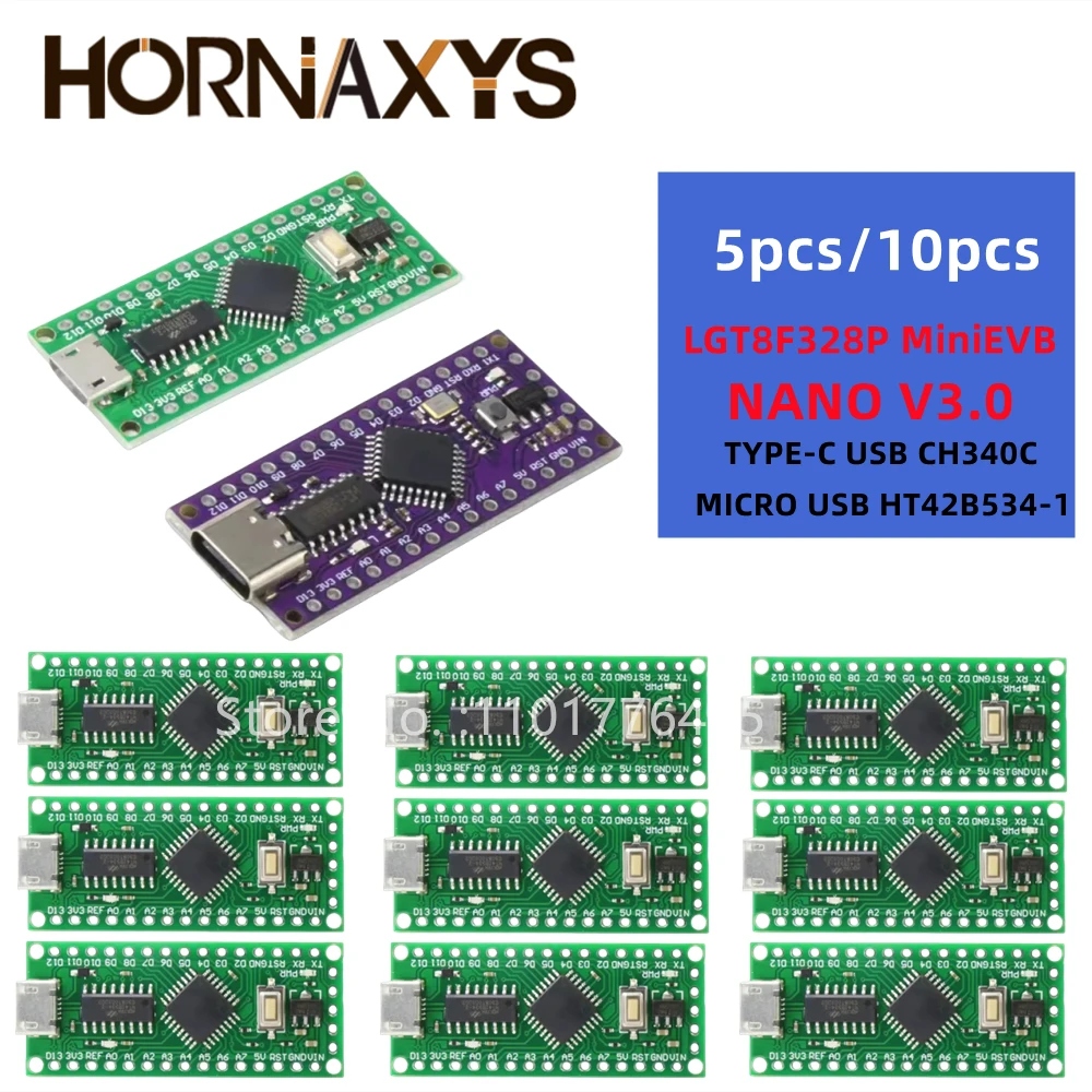 LGT8F328P-LQFP32 MiniEVB TYPE-C MICRO USB Compatible With ATMEGA328 Nano V3.0 LGT8F328P CH340C/ HT42B534-1 SOP16 For Arduino