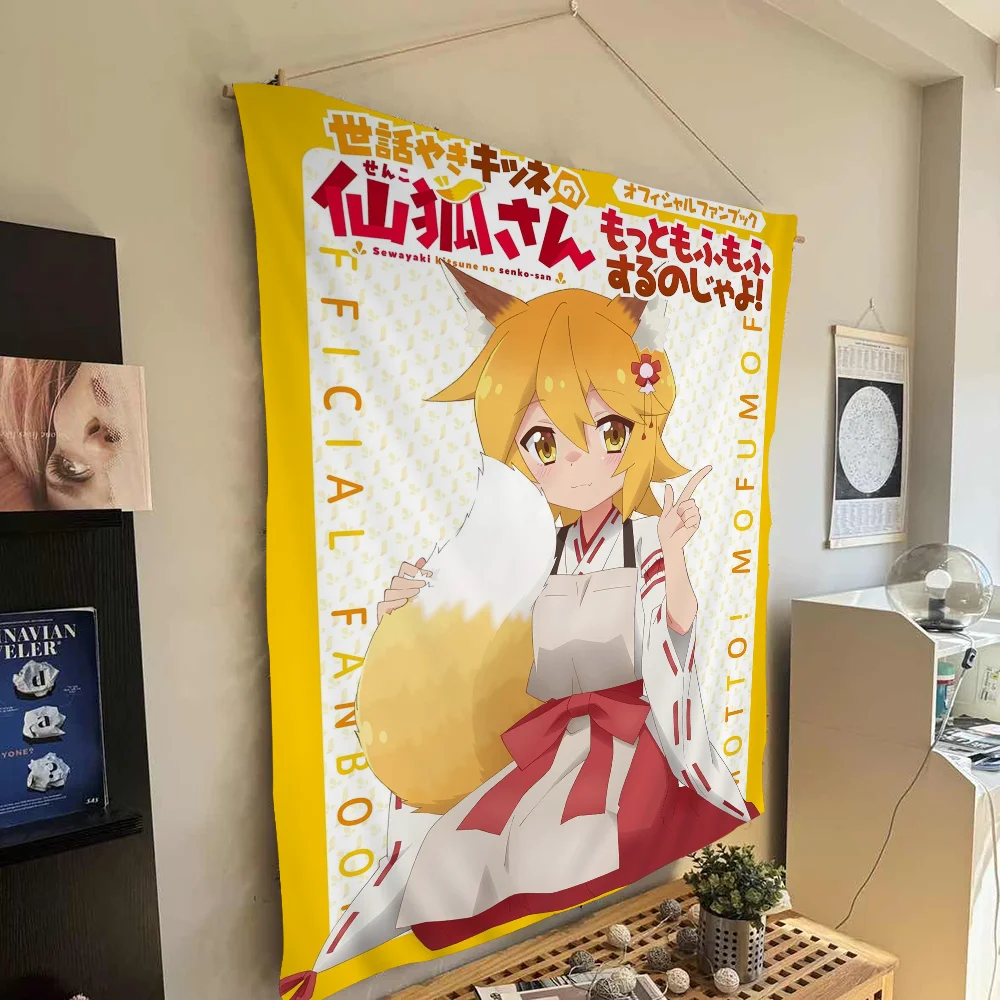The Helpful Fox Senko San Anime Tapestry Hanging Tarot Hippie Wall Rugs Dorm Wall Hanging Sheets