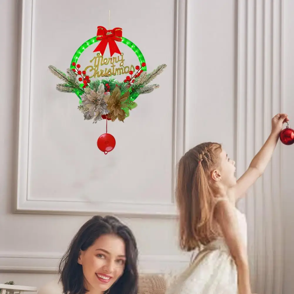 

Christmas Glowing Garland Exquisite Craftsmanship Ornaments Festive Glowing Christmas Wreath Led Light Ornament for Door Window