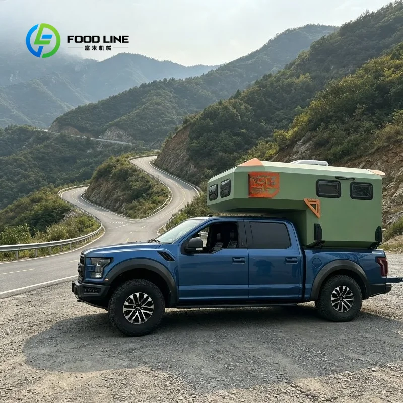 Pickup Bed Pop Up Camper Tent Hard Shell Overland Cabin with Bed, Kitchen Area