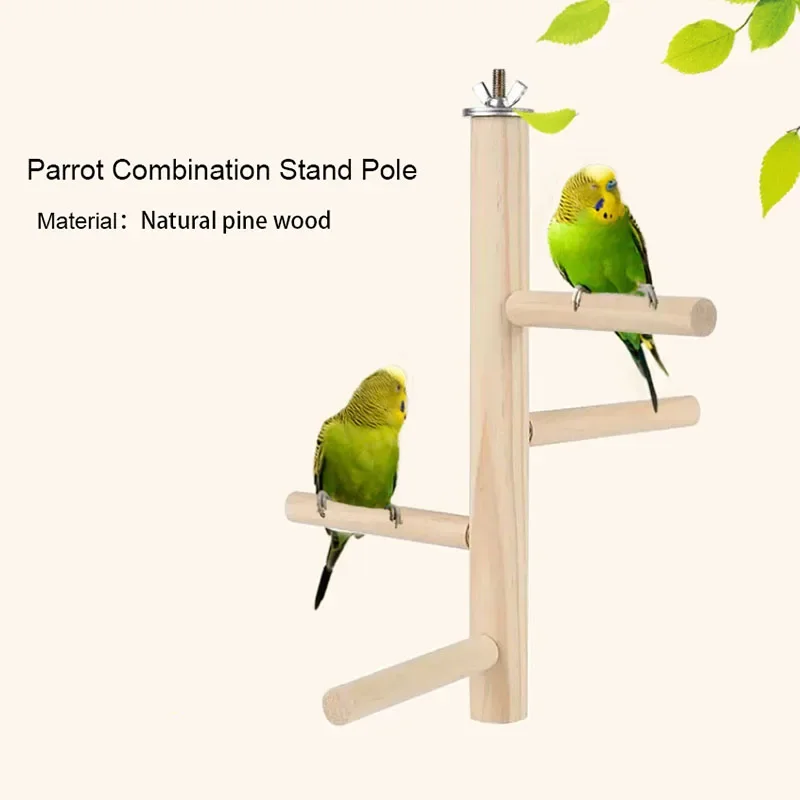 Natural Wood Stand Pole Pet Parrot Raw Fork Tree Branch Stand Rack Squirrel Bird Hamster Branch Perches Chew Bite Toys Stick