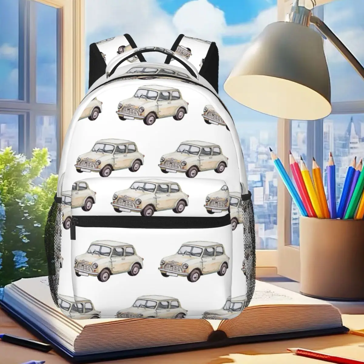 

Классический белый мини-рюкзак Cooper в акварельном стиле, студенческая сумка для книг для мальчиков и девочек, детская школьная сумка, компьютерные сумки на плечо