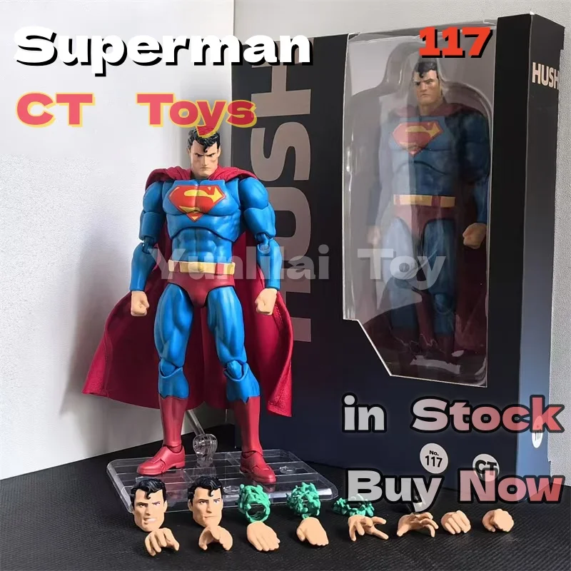 Figura de Ação Articulada CT Factory Super-man 16Cm Mafex 117 Hush DC Justice League Modelo Colecionável para Fãs e Presentes