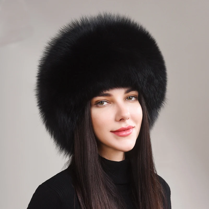 Fashion New Style Luxury Winter Russian Natural Real Fox Fur Hat 2024 Women Warm Good Quality 100% Genuine Real Fox Fur Cap