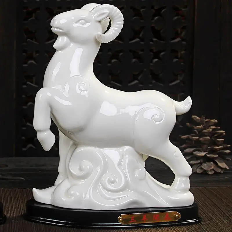 

Lucky Ceramic Sheep Home Decorations Living Room Decor Chinese Zodiac Ram Feng Shui Amulet Wealth Attracting Porcelain Ornament