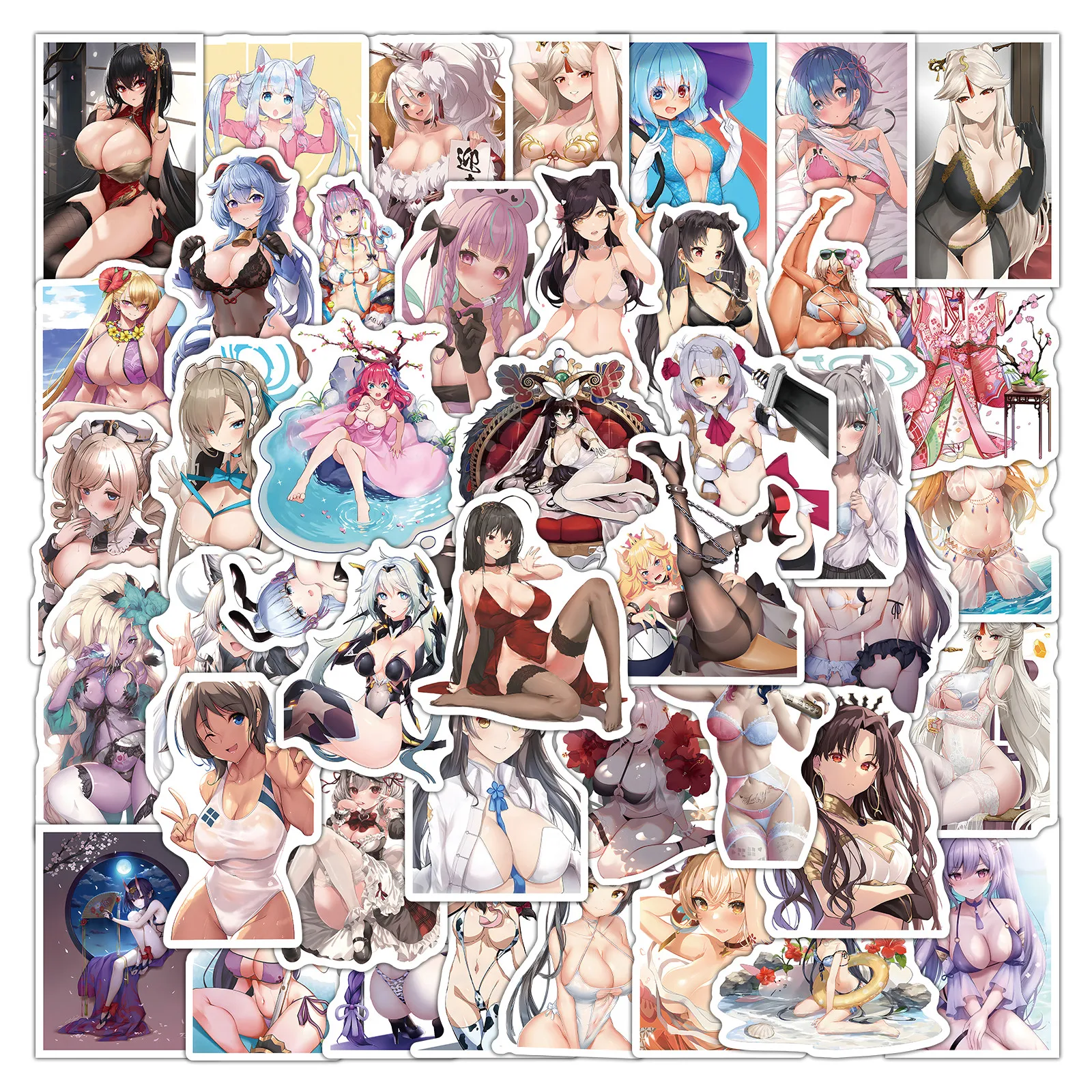 50pcs Cartoon Sex Two-dimensional Anime Heroine Genshin T Hentai Waifu Exclusive Stickers