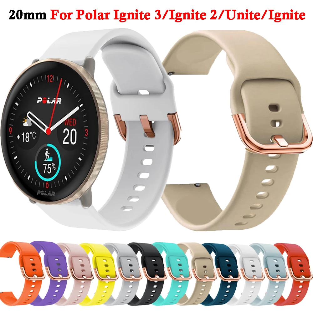 20mm Silicone Bracelet For Polar ignite 3/ignite/2 Smart Watch Band For Polar Unite/Pacer Soft Strap Sport Wrist Band Correa