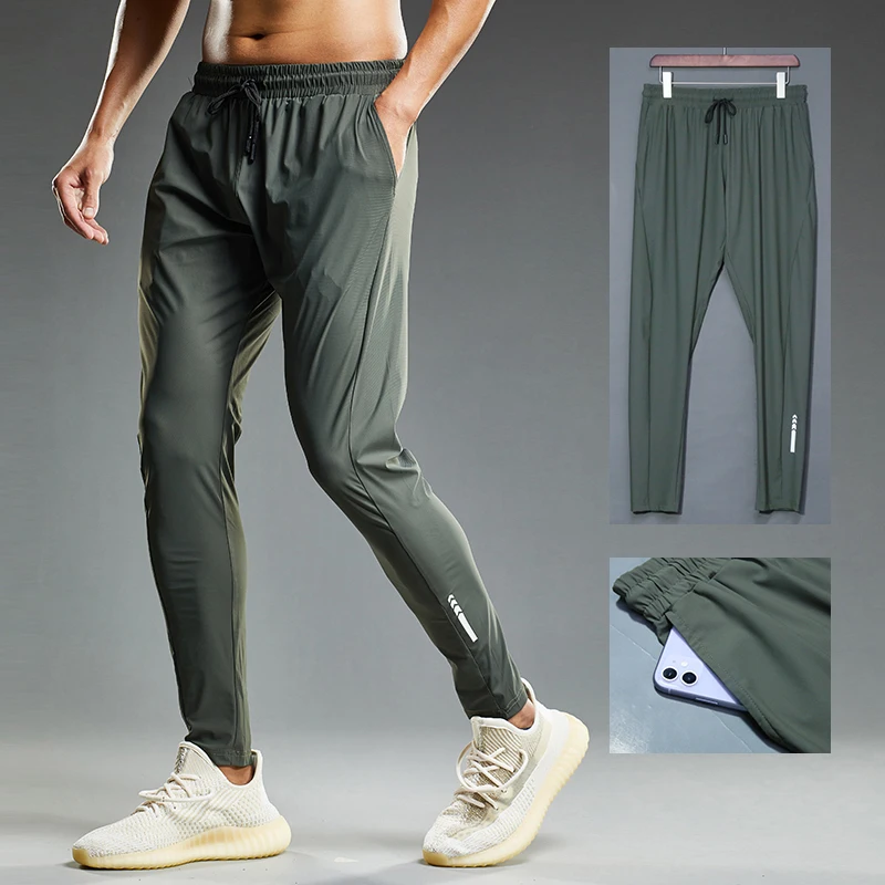 Men Elastic Quick Dry Jogging Sweatpants Summer Casual Outdoor Gym Fitness Running Sports Trousers