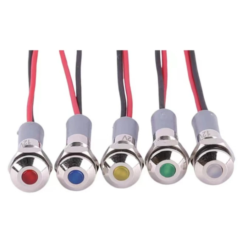 

Металлическая флейта, 6 мм, флейта, световой индикатор, водонепроницаемый IP67, сигнальная лампа, Pilot провода, переключатель 5/12/24/220 В, красный, зеленый, синий, белый, желтый