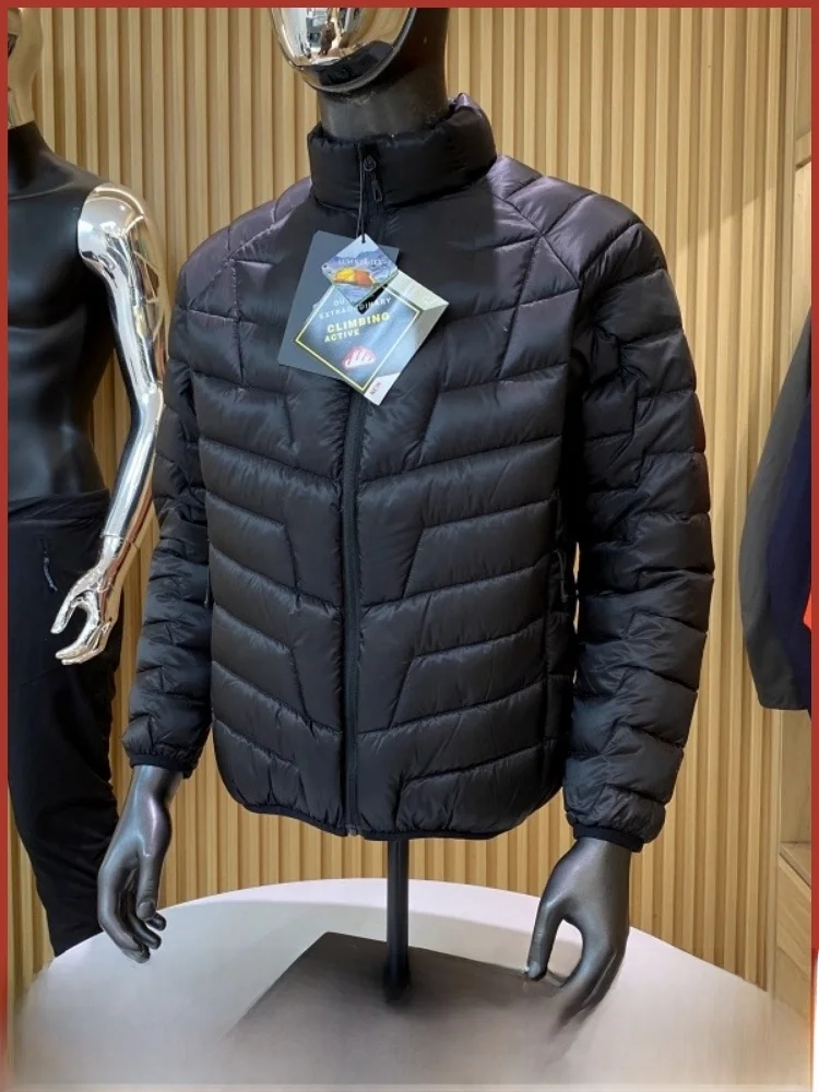 

Lightweight Outdoor Men's down Jaet Stand Collar Feather Insertion Anti-Wind 3D Design Casual Sle Warmth Protection