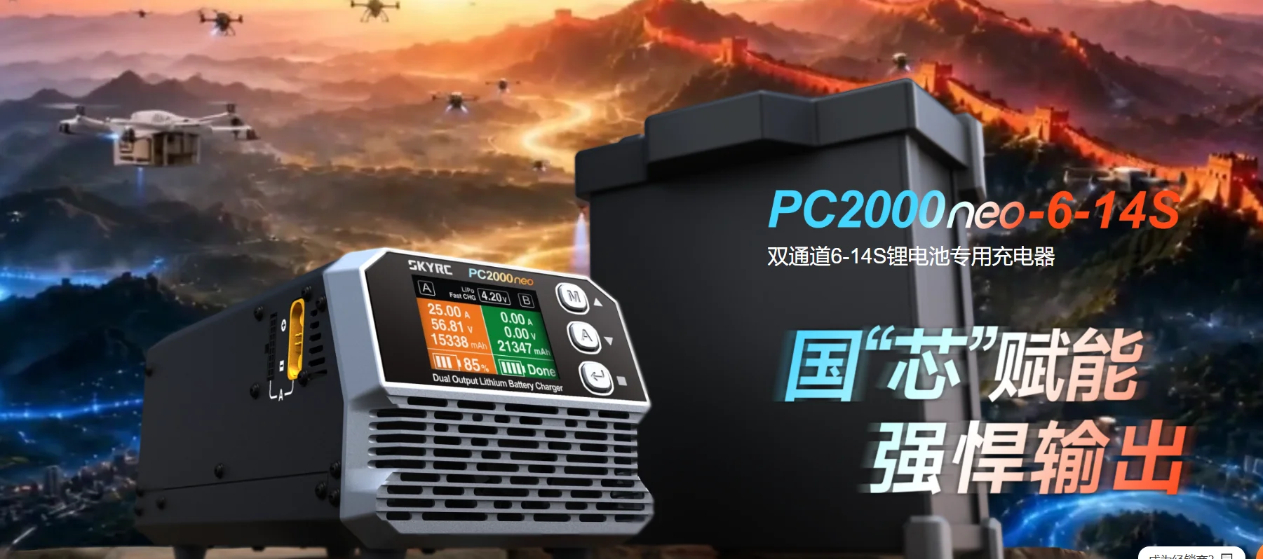 SKYRC PC2000 NEO Li-ion Battery RC Charger 2000W High Power 4.5V Dual Channel for Hobbyist Model Car And Drone