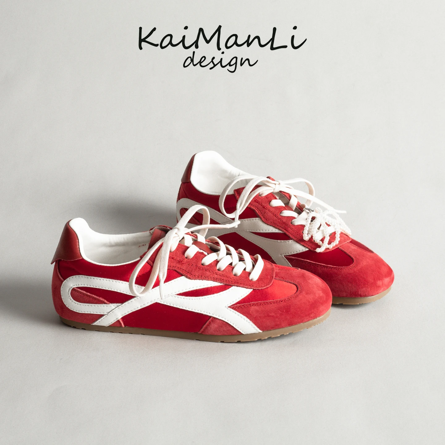 Red Genuine Leather Silk Blend Inner Heightening De Xin Shoes Women's 2025 Summer New Thick Bottom Casual Sports Agan Shoes T...