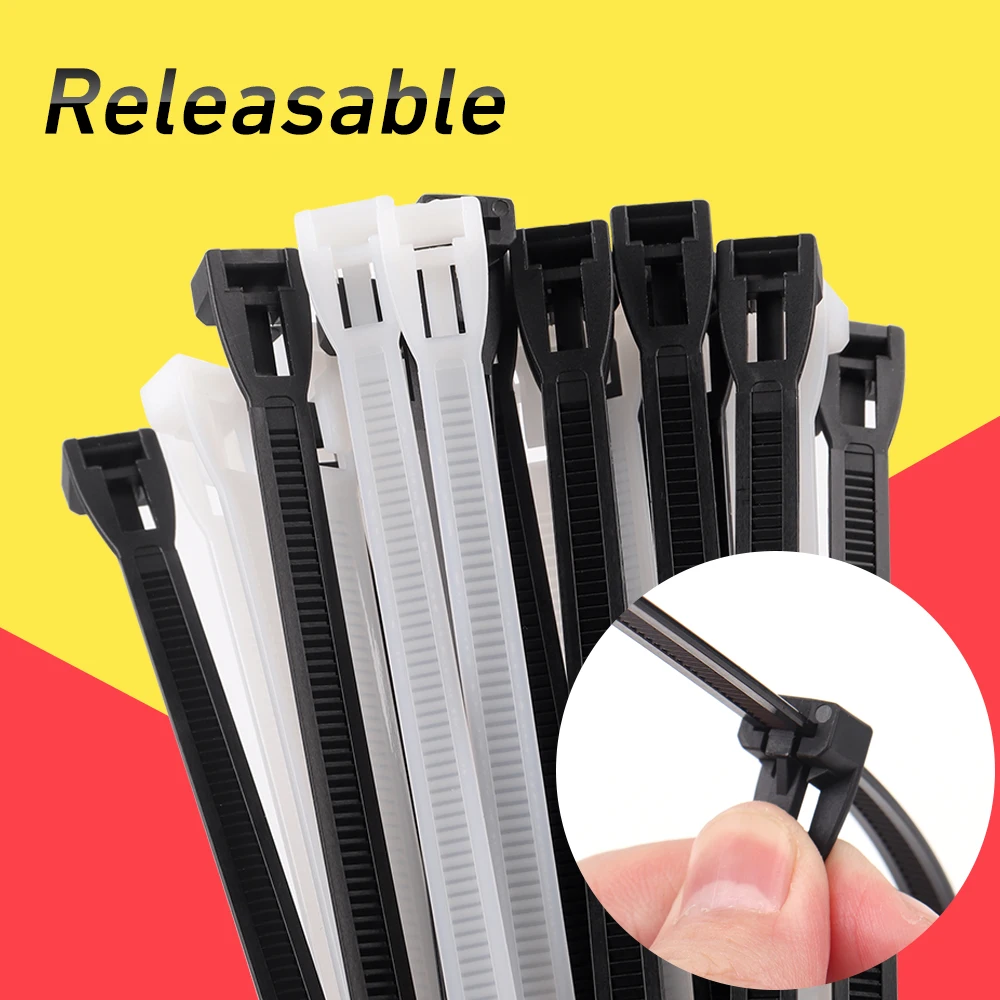 50pcs 7.2*300mm Large Size Detachable and Reusable Nylon Zip Ties for Environmental Protection