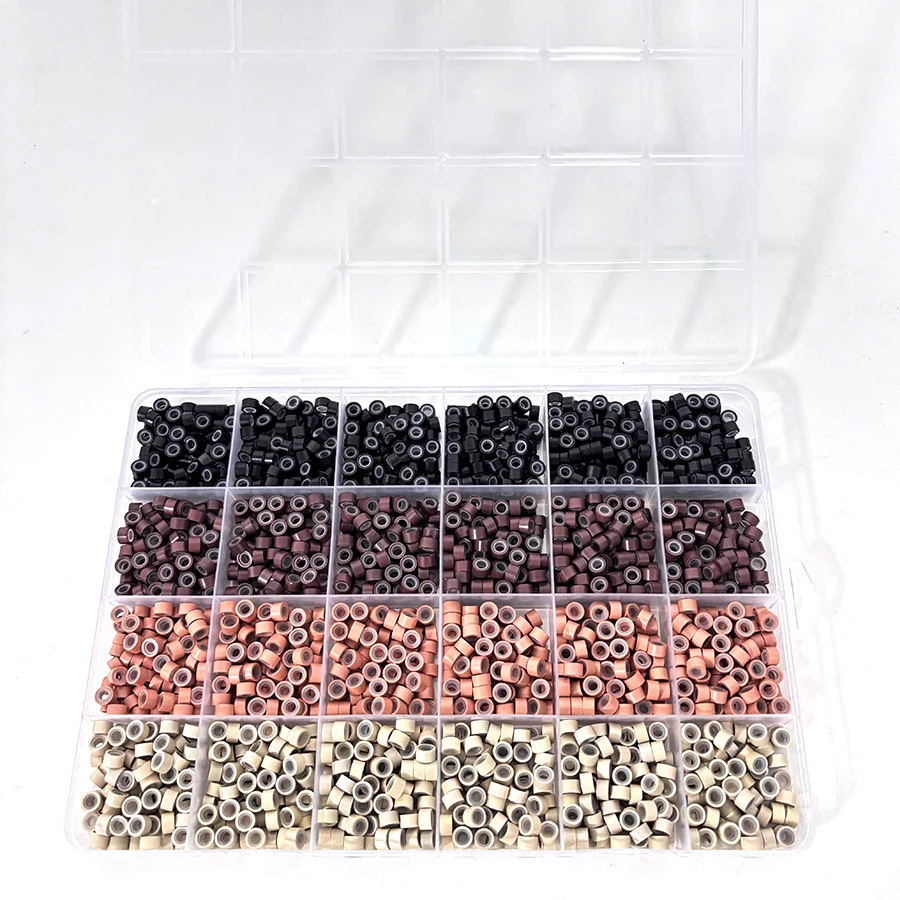 

1920 шт., микросиликоновые кольца для наращивания волос, набор бусин, 4 цвета, 80 на сетку, женский набор инструментов для наращивания перьев