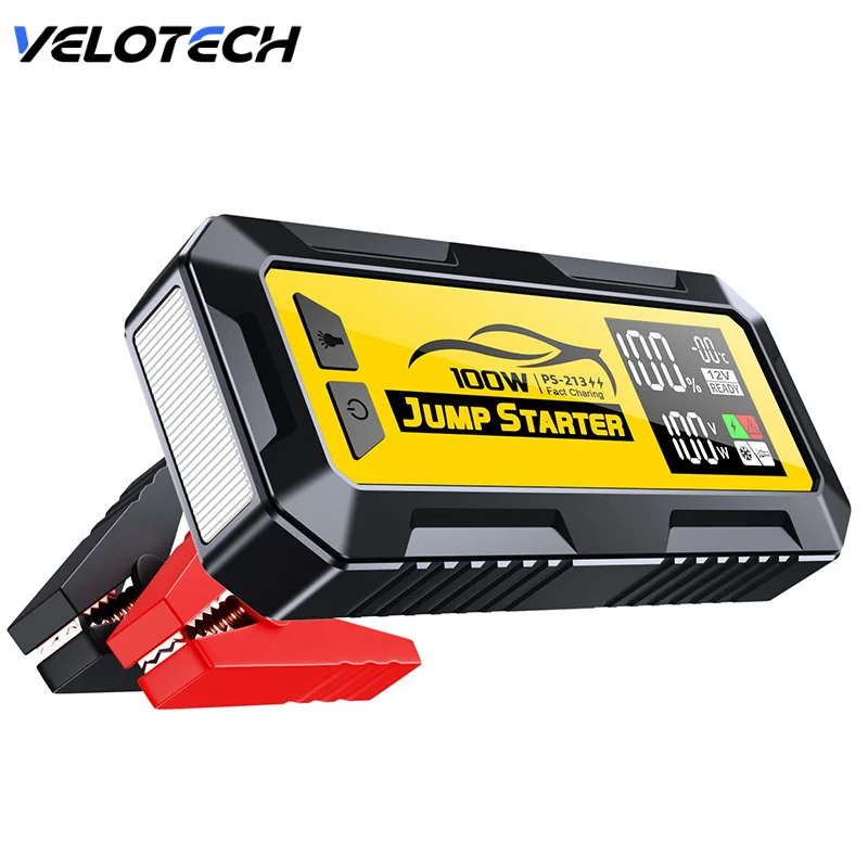 

24000mAh Car Emergency Jump Starter Power Bank 12V 8000A Large Capacity 100W Fast Charging Cable DC Output