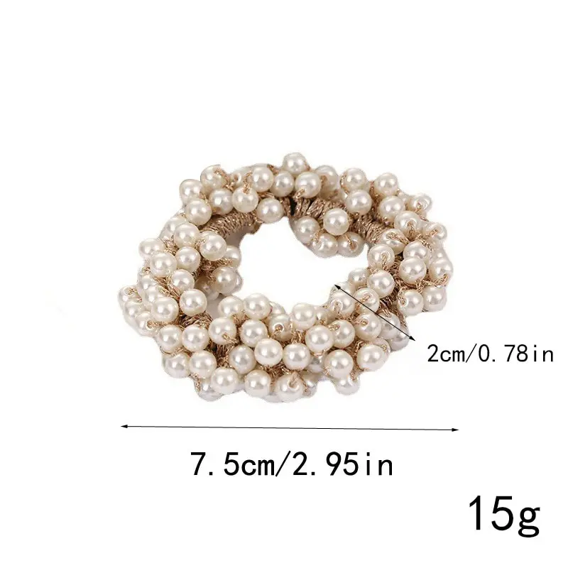 1/2pcs Faux Pearl Hair Rope Multicolor Beads Scrunchie Ponytail Holder Elastic Hairband Hair Accessories Women Headwear Fashion