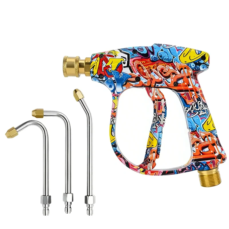 High Pressure Car Wash Aluminum Spray Gun 3Pcs Set, 1/4