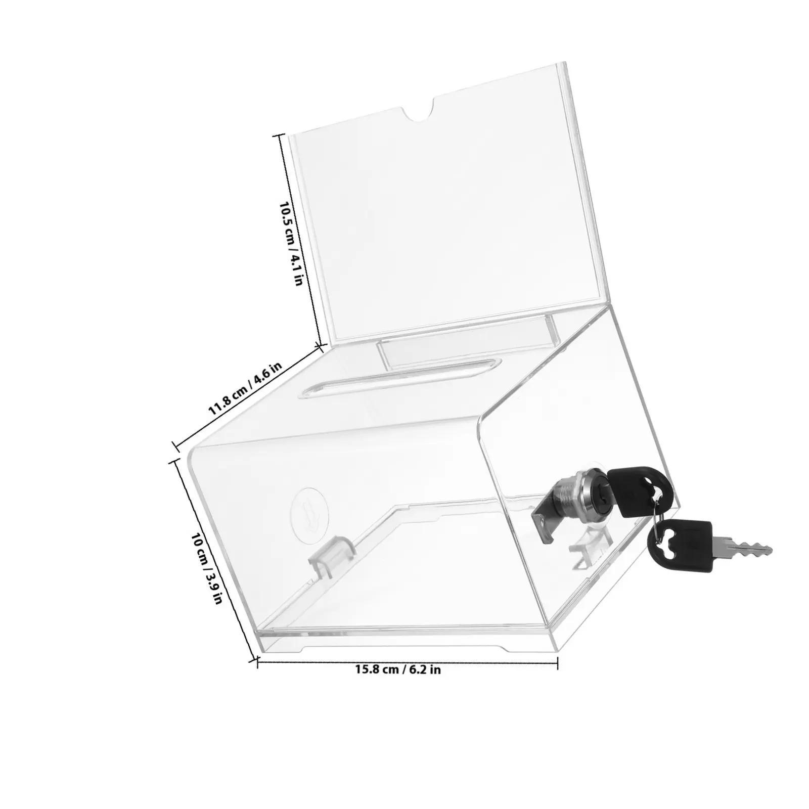 Suggestion Box Clear Acrylic Donation Ballot Case for Fundraising Office Classroom Secure Lock Storage Box Business Card Holder