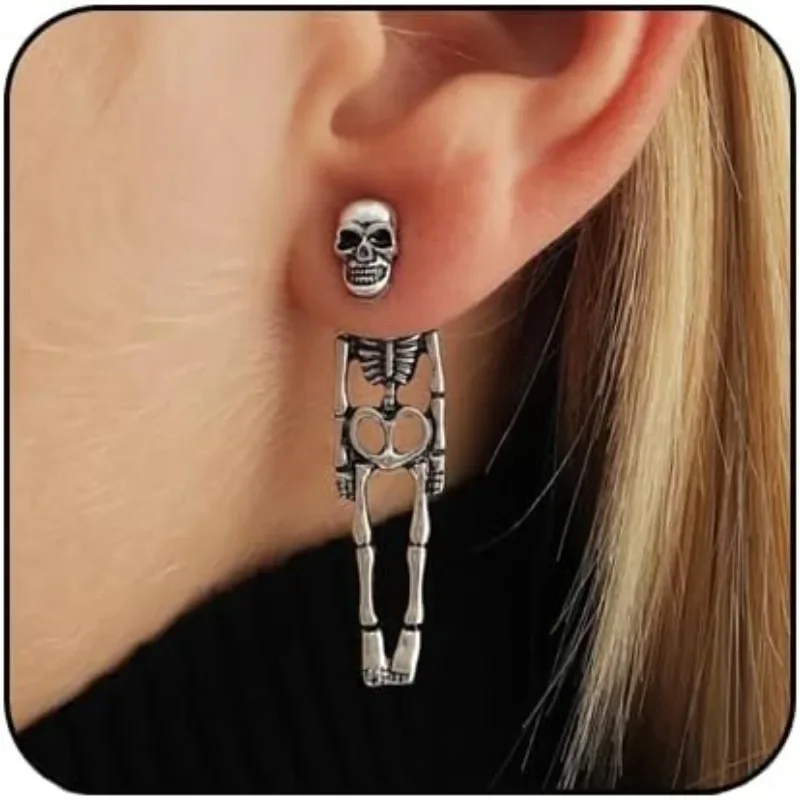 Punk Halloween Earrings for Women, Spooky Skull Skeleton Dangle Earrings for Women,Bloody Knife Drop Earrings,Scary Halloween Pa