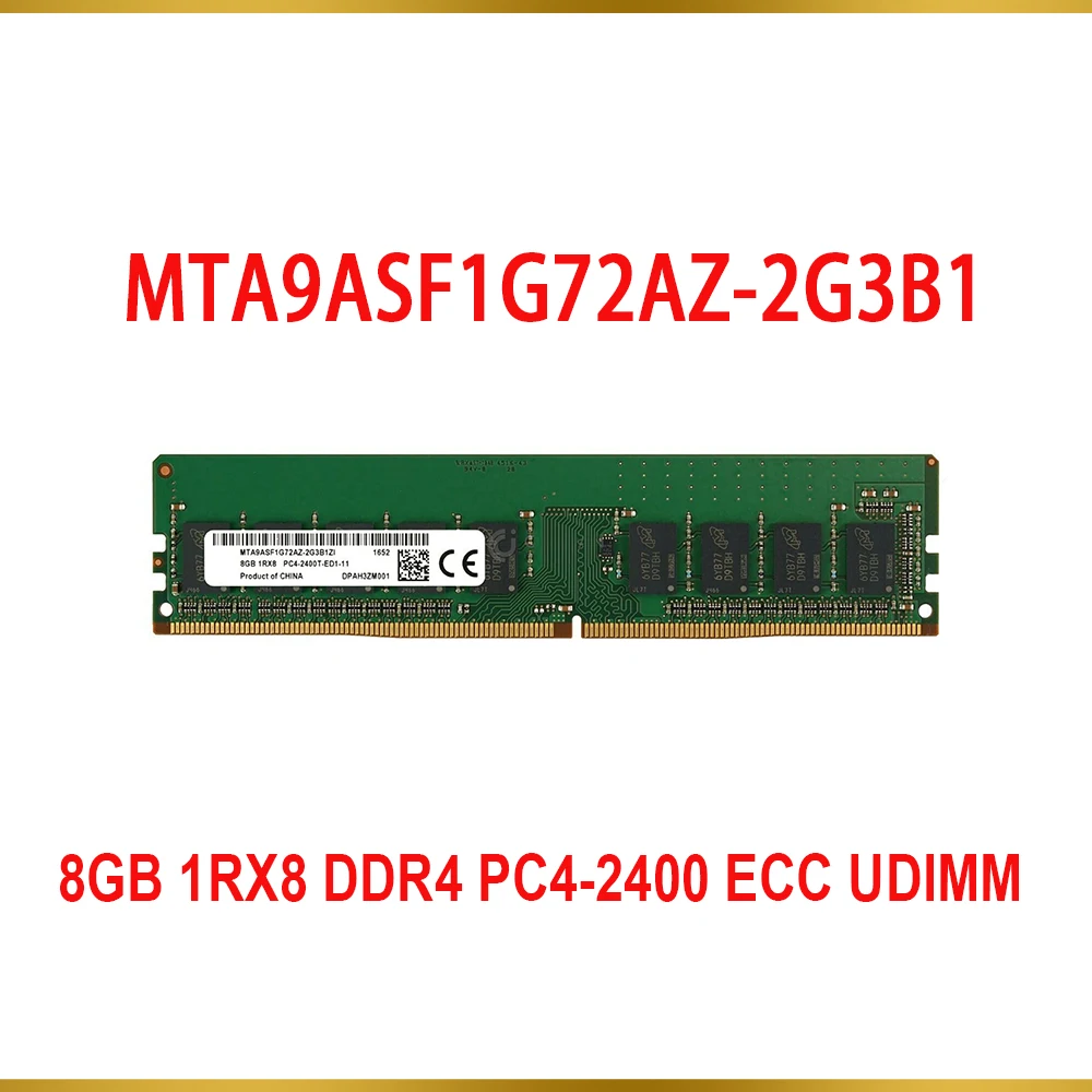 1Pcs For MT RAM 8G 8GB 1RX8 DDR4 PC4-2400 ECC UDIMM Memory MTA9ASF1G72AZ-2G3B1